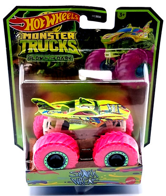 Hot Wheels Glow in the  Dark Leuchtet Im Dunkeln Monster Trucks Auto Shark Wreak