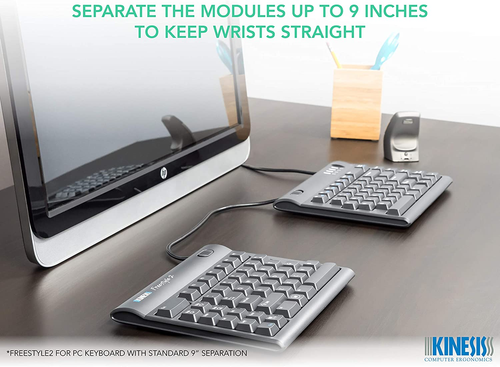 Freestyle2 Blue Wireless Ergonomic Keyboard for PC (9" Separation), Dark Gray - Picture 7 of 7