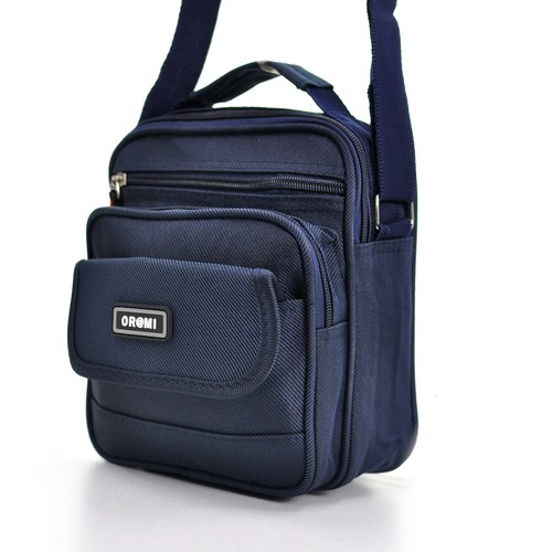 Borsa borsello uomo multitasche tracolla regolabile tessuto lavoro passeggio blu - Imagen 11 de 13