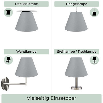 Lampenschirm Tischleuchte Stehlampe Hängelampe Schwarz Baumwolle Stoff E14 S