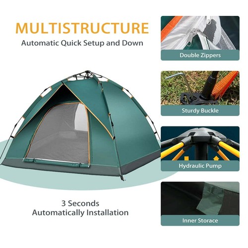 Pop Up Baldachin Zelte/2-4 Personen wasserdicht, mit Tragetasche & winddichten Seilen  - Bild 4 von 11