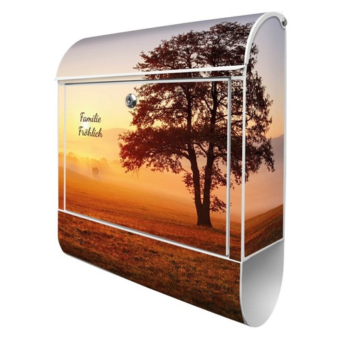 Design Briefkasten Mailbox A4 mit eigenem Namen Zeitungsfach Motiv Sonnenaufgang - Bild 12 von 17