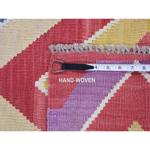 7'1"x10'1" Colorful Wool Hand Woven Afghan Kilim with Chevron Design Rug R80551 - Picture 6 of 6