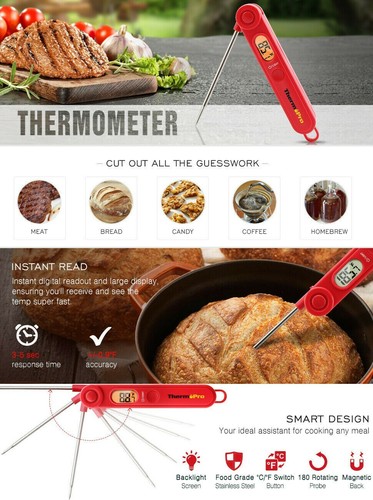 ThermoPro Instant Read Meat Thermometer Digital LCD Cooking BBQ Food Thermometer - Picture 10 of 10