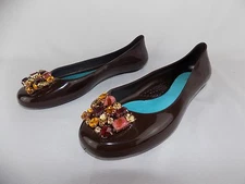 Oka B Ballet Flats Shoes w/ Faux Stones Size 7 Chocolate Brown USA