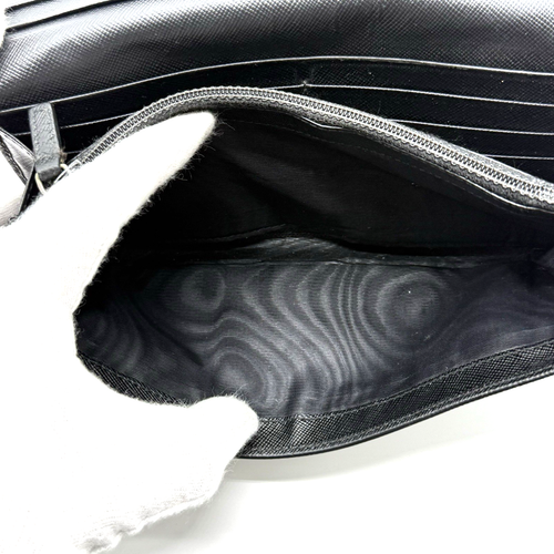 PRADA Long Wallet Logo Saffiano Leather Black Authentic - Picture 20 of 24