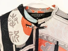 Citron Santa Monica Women's XS 100% Silk Floral Bamboo Kimono Blouse Top Jacket