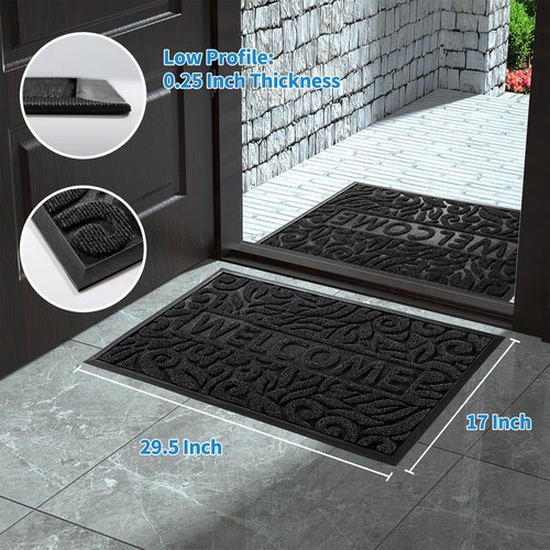 Yimobra Welcome Mat Outdoor, 29.5x17 Waterproof Door 29.5 x 17 Inch, Black - Picture 8 of 9