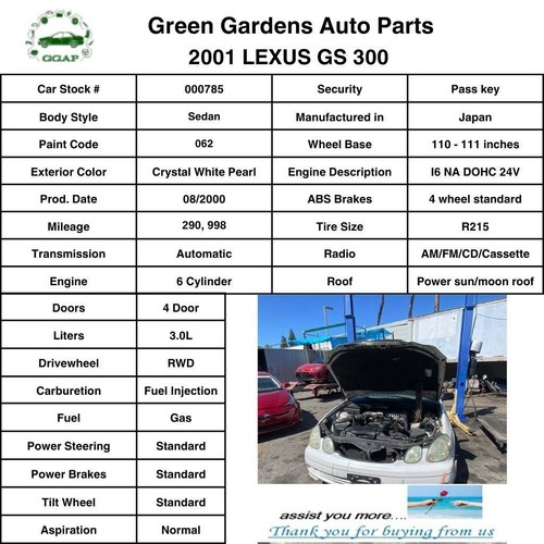 2001 LEXUS GS300 Jack Tool Spare Tire Lifting Kit with Handle Assembly OEM - Picture 7 of 15