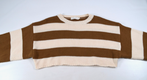 Beige Botany Women's Size M Brown & Beige Crop Sweater - Picture 5 of 13