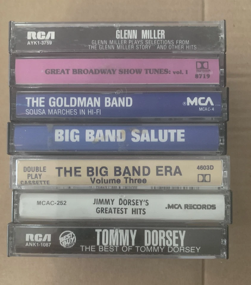 Vintage Cassette Lot Big Band Era Glenn Miller Jimmy Dorsey Broadway Show Tunes Foto 2 de 3