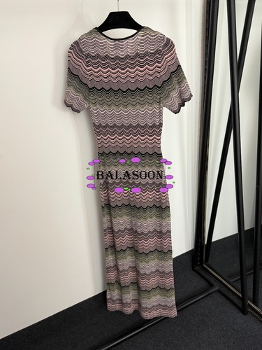 Missoni gewelltes Hohlstrick Kurzarm Kleid langer Rock - Bild 4 von 4