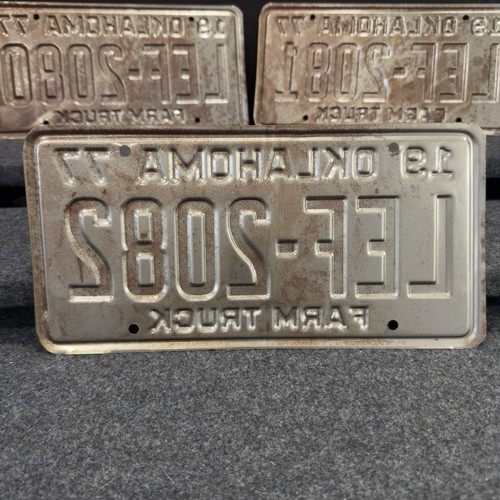3 placas de matrícula de camión agrícola Oklahoma 1977 nuevas sin usar números consecutivos de colección - Imagen 7 de 9