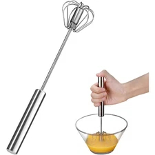 Manual Egg Beater Stainless Steel Hand Push Whisk Efficient Mixing Tool for