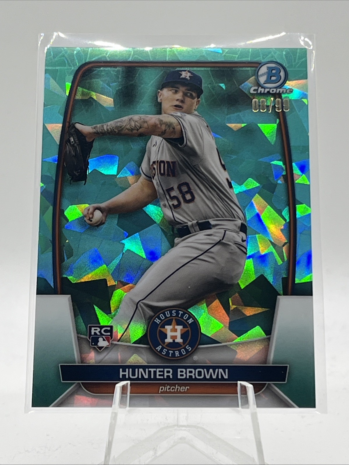 2023 Bowman Chrome Sapphire Edition - Aqua #69 Hunter Brown /99 (RC)