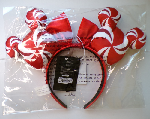 Disney Christmas Candy Cane Minnie Mouse Ears Headband Boxlunch Exclusive - Picture 5 of 6