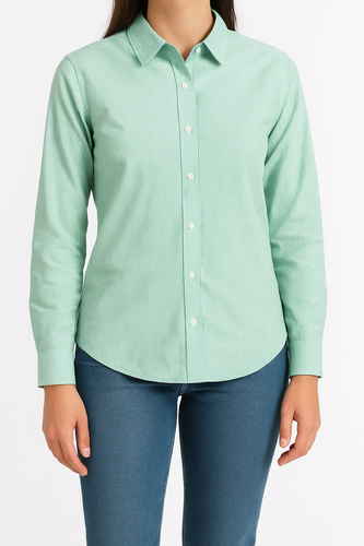 Camisa Oxford Everlane para mujer talla 6 verde menta a rayas algodón nueva con etiquetas - Imagen 1 de 6