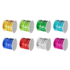 8 Colors 40Yds Flat Sequins Strip 6mm Spangle Paillette String Spool Roll