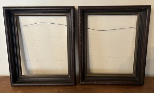 Pair Of Antique WALNUT Frames With Gilt liner - Foto 1 di 10