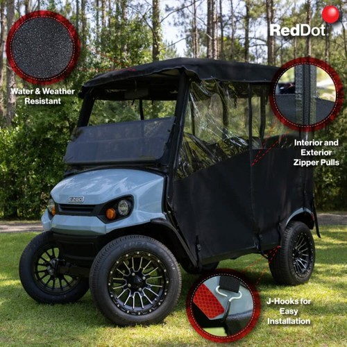 Red Dot Black AllGuard Golf Cart Enclosure for EZGO Liberty 4-Passenger Cart - Foto 3 di 10