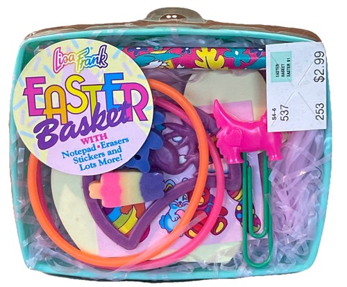 Lisa Frank Easter Basket Set With Notepad Eraser Stickers Etc. New Discontinued - Picture 2 of 5