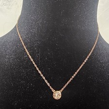 Coach Necklace Rose Gold Logo Signature Pendant Gemstone Jewelry Chain