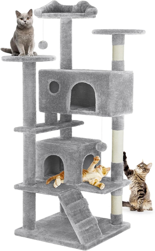 Torre Gato 54 Pulg Interior Multilevel Casa Gatos 2 Eigentumswohnungen Rascadores Escalera - Bild 12 von 12