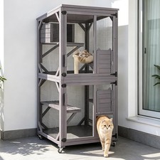 Large Catio Outdoor Cat Enclosure on Wheels Outdoor Cat House with Weatherproof