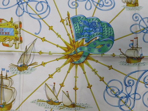 Authentic HERMES "VOILES DE LUMIERE" Green 100% Silk Scarf #61726 - Picture 4 of 13