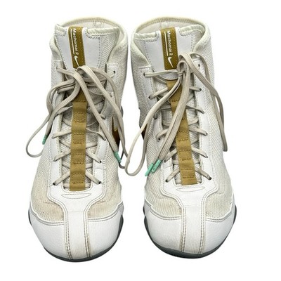 Nike Machomai 2 Boxing Shoes White Gold Size 7 Used Ships