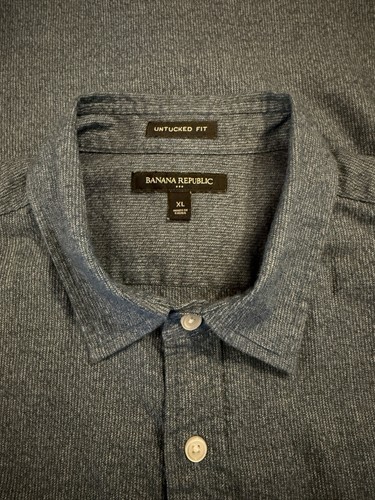 Banana Republic Men's Oxford Untucked Fit Blue Striped Soft Button Down Shirt XL - Picture 3 of 6