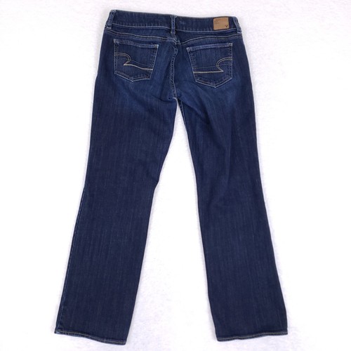 American Eagle Straight Jeans Stretch Size 4 Short Dark Blue Low Rise Urban Chic - Picture 9 of 11