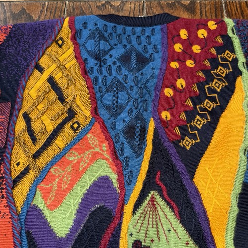 Suéter Aklanda Vintage Años 80 Multicolor Tejido 3D Estilo Coogi Lana Para Mujer’s XL - Imagen 5 de 10