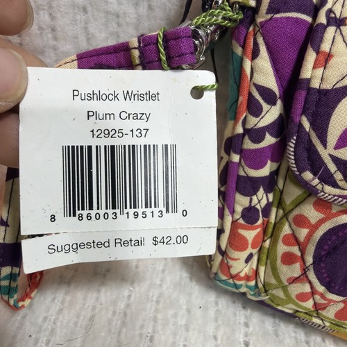 Vera Bradley Push Lock Wristlet Wallet Clutch Plum Crazy - Picture 2 of 4