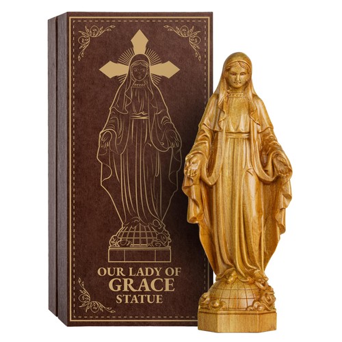 Statua Madonna delle Grazie Vergine Maria, Statua Madre Maria in Legno, Gif Cattolica... - Foto 1 di 8