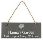 Personalised Flower Motif Hanging Slate Plaque - Garden, Shed, Greenhouse Sign