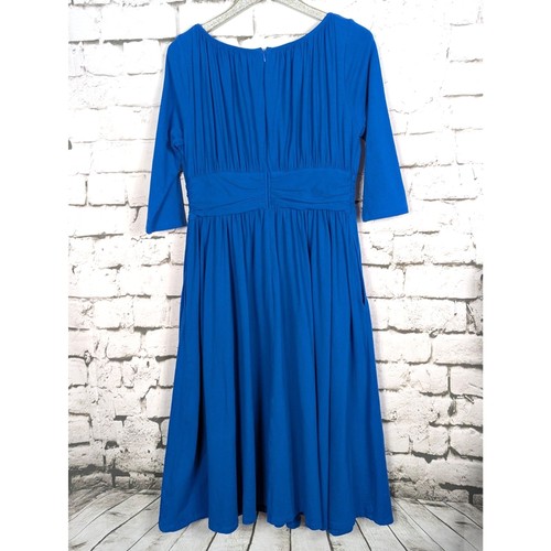 eSHAKTI Fit & Flare Midi Dress Cobalt Blue Classic Boho Cottage Pockets L/XL - Picture 4 of 9