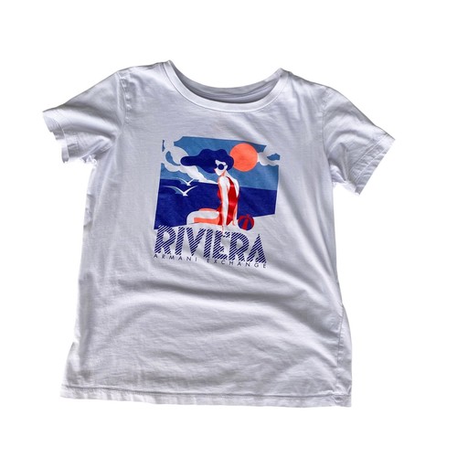 Armani Exchange - Riviera Graphic T-Shirt White Beach Scene Print - Small - Picture 5 of 9