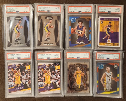 (8) 2017-18 Lonzo Ball RC Lot Prizm Silver Donruss Optic Red Yellow PSA 10 Gem - Picture 1 of 2