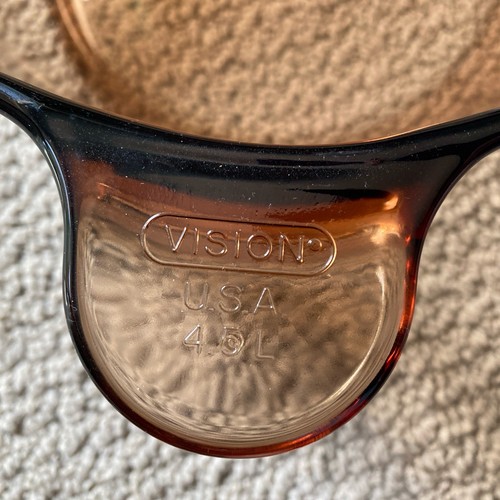 Corning Ware Pyrex Ambra Vision Ware coperchio 4,5 L vintage forno olandese pentola stock USA - Foto 4 di 4