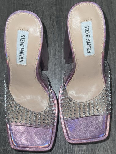 Sandalia Steve Madden Rosa Rubí Plataforma Iridiscente - Baile Tacones Ultra Altos Talla 7 - Imagen 10 de 16
