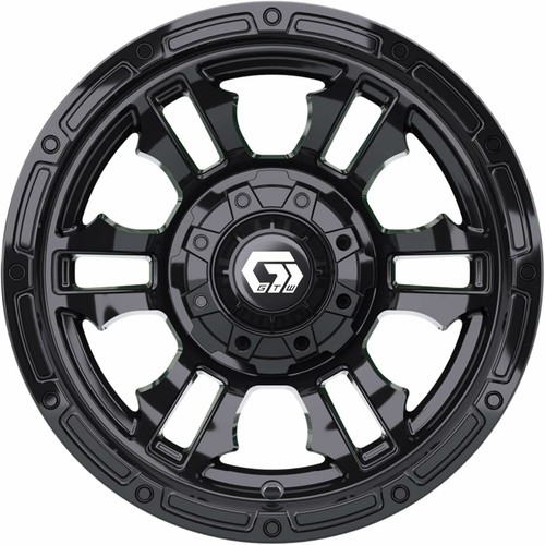 Set of 4 GTW 12" Shogun Gloss Black Golf Cart Wheels with 18" Mamba Street Tires - Picture 5 of 6