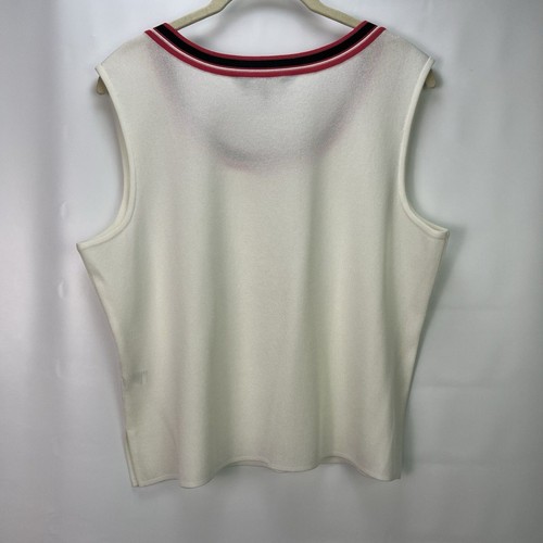 Camiseta sin mangas tejida Ming Wang blanca rosa negra talla L - Imagen 6 de 6