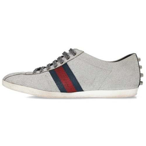 GUCCI Zapatillas Zapatos Corte Bajo Línea Jerez EU 43.5 US 10 Plateadas Auténticas - Imagen 6 de 24