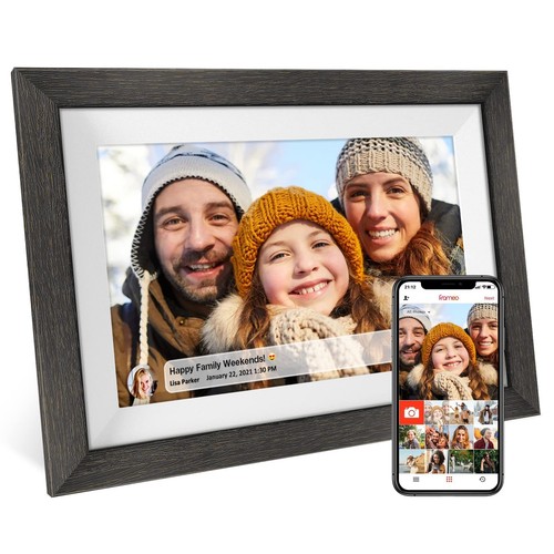 Frameo 10.1 inch Digital Picture Frame WiFi Smart Digital Photo Frame Wood IP... - Picture 1 of 7