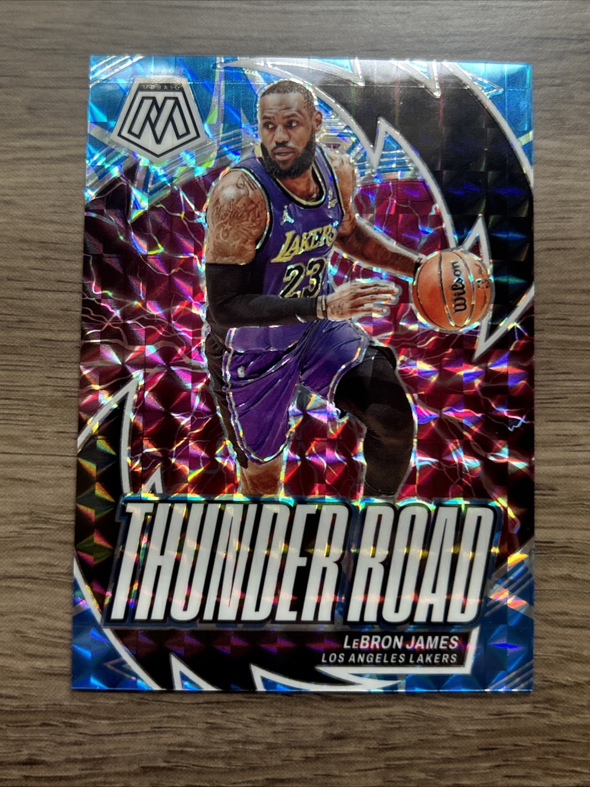 2023-24 Panini Mosaic Thunder Road LeBron James Blue /99