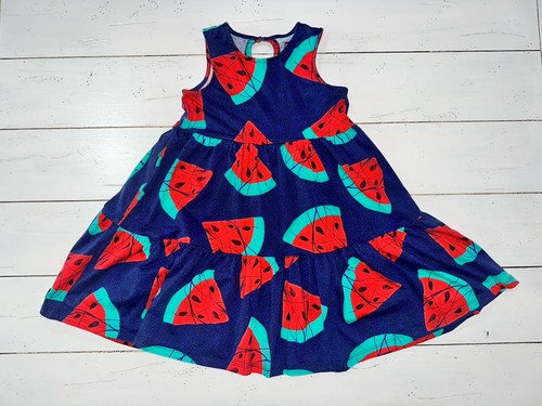 Girls 7 Tea Collection Navy Blue Watermelon Tiered Twirl Sun Dress - Picture 1 of 9