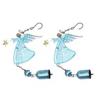 2 Pcs Outdoor Metal Wind Chimes Pendant With Angel Glass For Home Decoration