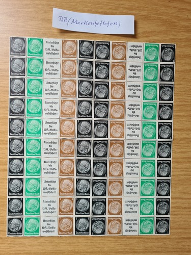 Briefmarken Deutsches Reich, Markenheftchen, Teilbogen, postfrisch, gefaltet.