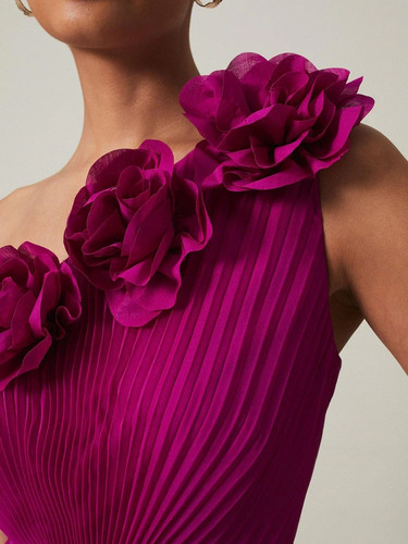 Phase Eight Collection 8 Purple Minnie One Shoulder Pleated Maxi Dress - no belt - Picture 2 of 6